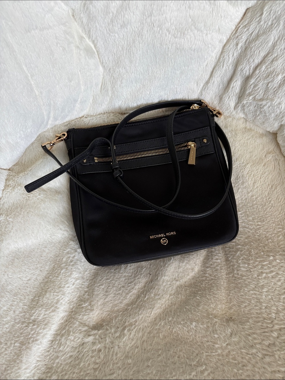 Michael Kors Black Crossbody with Gold Accents